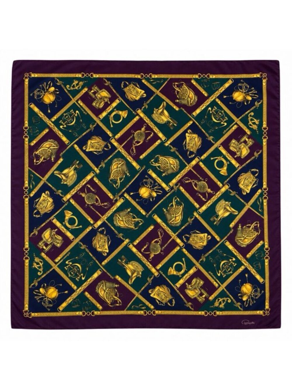 Vintage Pappagallo 100% Silk Equestrian Print Scarf 34” Square Gorgeous!